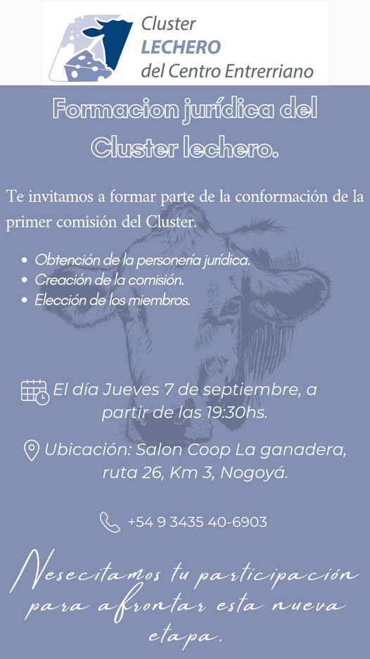 Se realizará la Formación Jurídica del Clúster Lechero