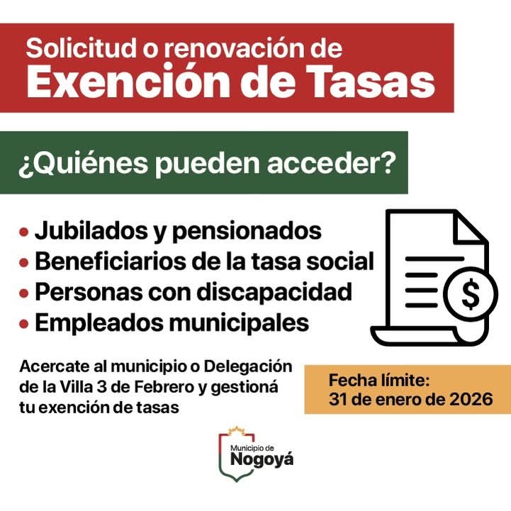 Hasta el 31 se podrá acceder al Beneficio de Exención de la Tasa