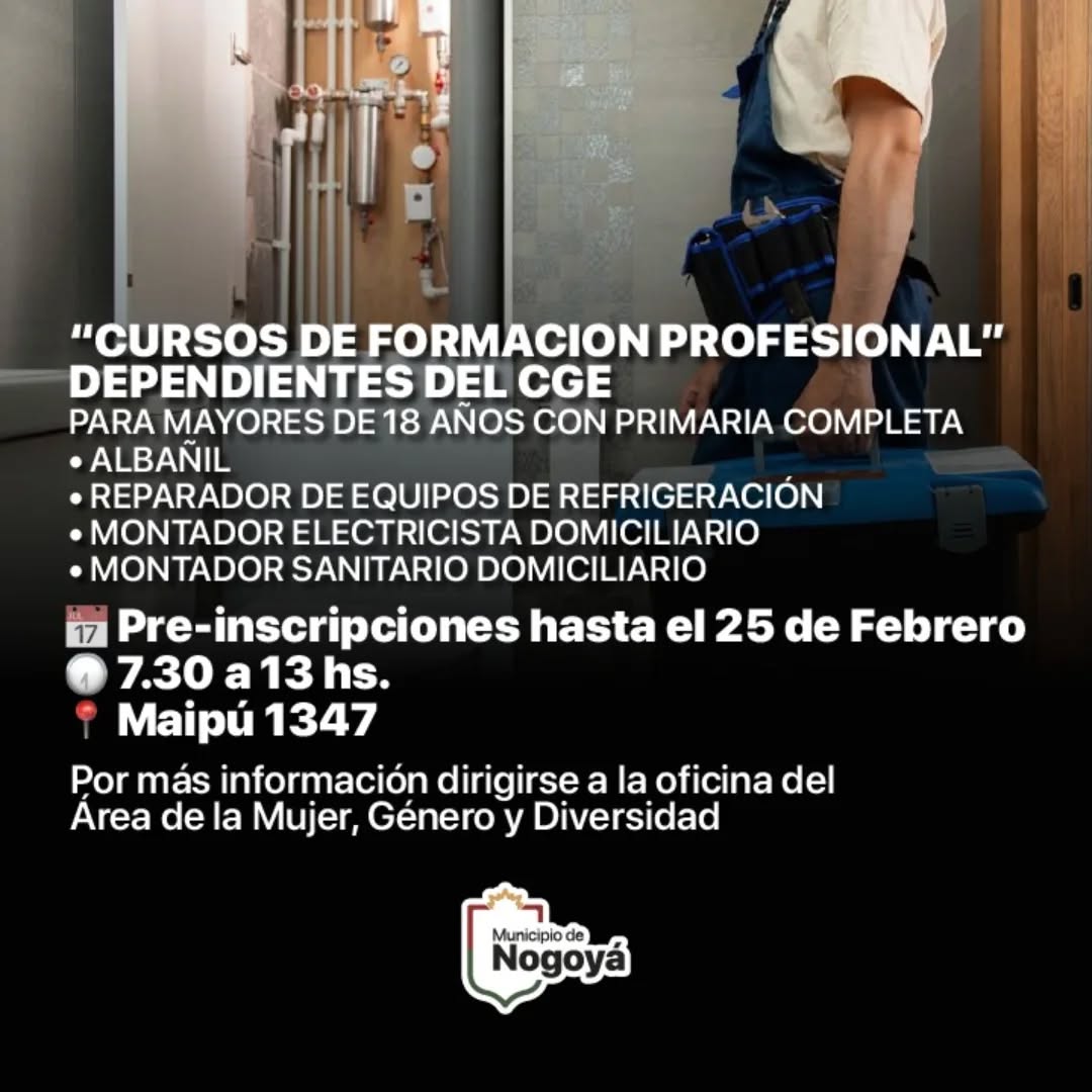 Pre- Inscripciones a “Cursos de Formación Profesional” Dependientes del CGE