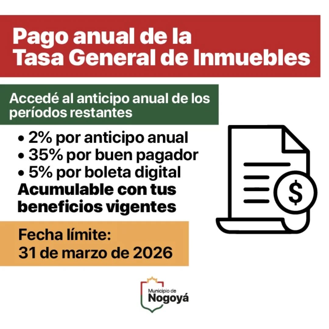 Pago Anual – Tasa General Inmueble