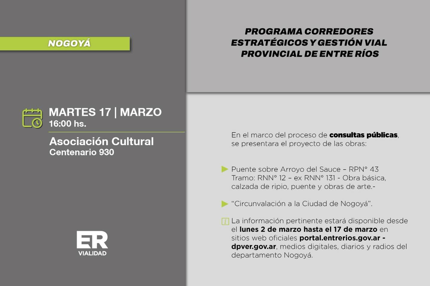 Consulta Pública por Obra de Circunvalación a la Ciudad de Nogoyá