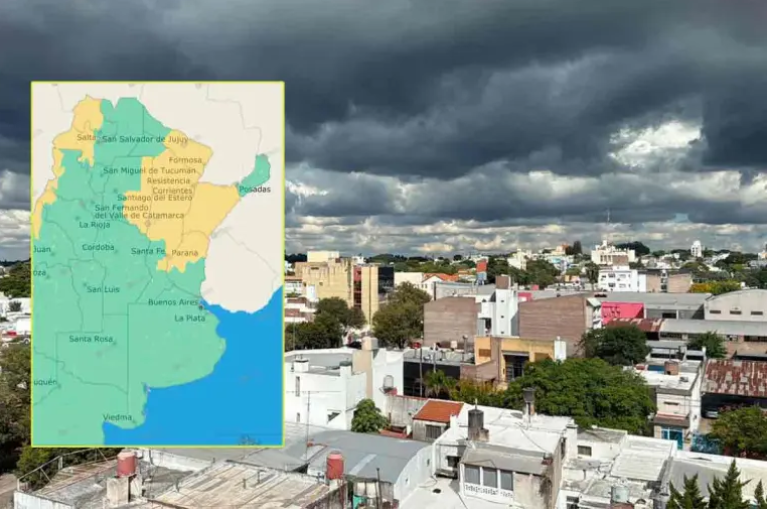 Alerta amarilla para gran parte de Entre Ríos: qué zonas recibirán hasta 70 mm de lluvia y granizo
