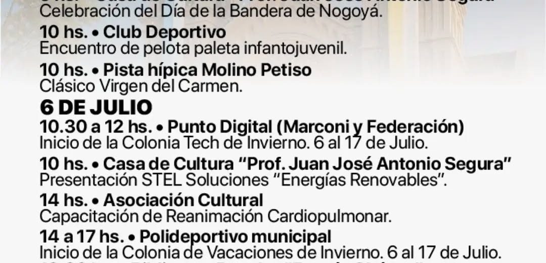 Cronograma de Actividades | Mes Aniversario Cívico y Religioso de Nogoyá