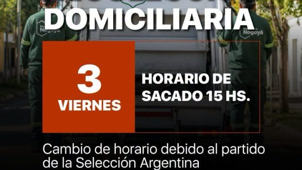 Hoy Viernes 3 de Julio la Recolección de Residuos Domiciliaria se realizará más temprano