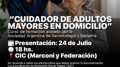 Presentación del Curso de Cuidadores de Adultos Mayores en Domicilio
