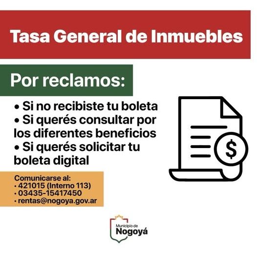 No recibiste la Tasa General de Inmuebles?