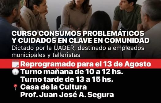 Mañana se realizará el Curso sobre Consumos Problemáticos y Cuidados