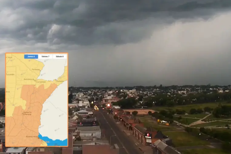 Rigen alertas por tormentas y viento para Entre Ríos: cuándo se esperan los fenómenos más intensos