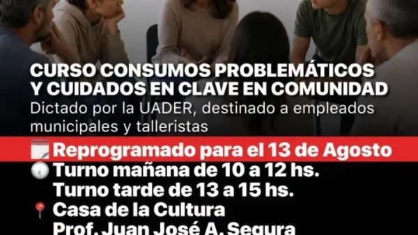 Se reprogramó el Curso sobre Consumos Problemáticos y cuidados