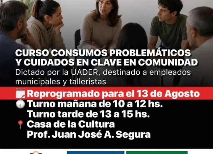 Se reprogramó el Curso sobre Consumos Problemáticos y cuidados