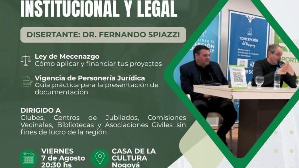 Se realizará una Charla de Fortalecimiento Institucional y Legal